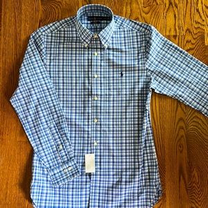 Men’s slim fit PurePress,  long sleeve button down shirt by Ralph Lerann
